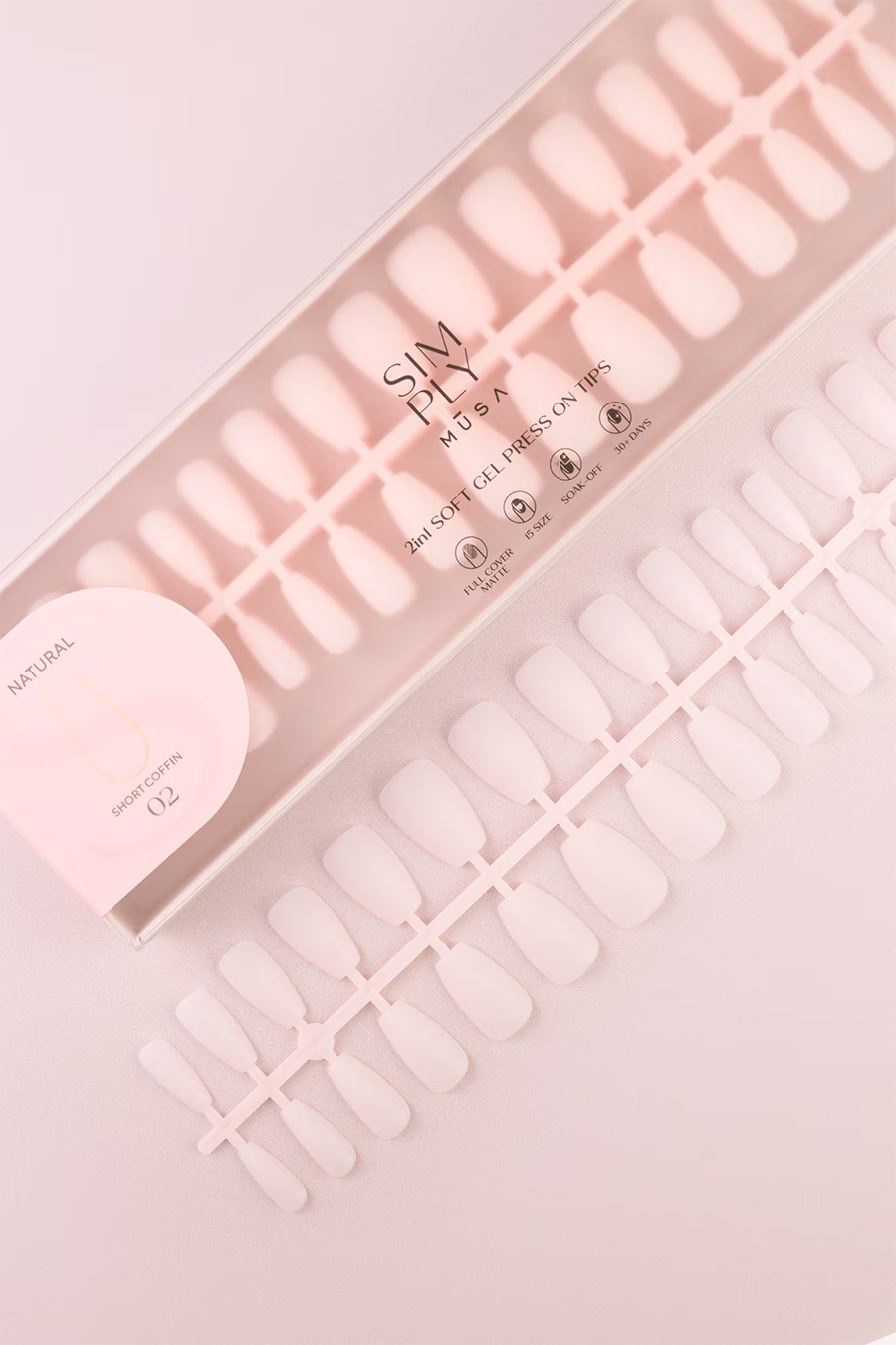 tips soft gel press on coffin corta blush Simply Musa